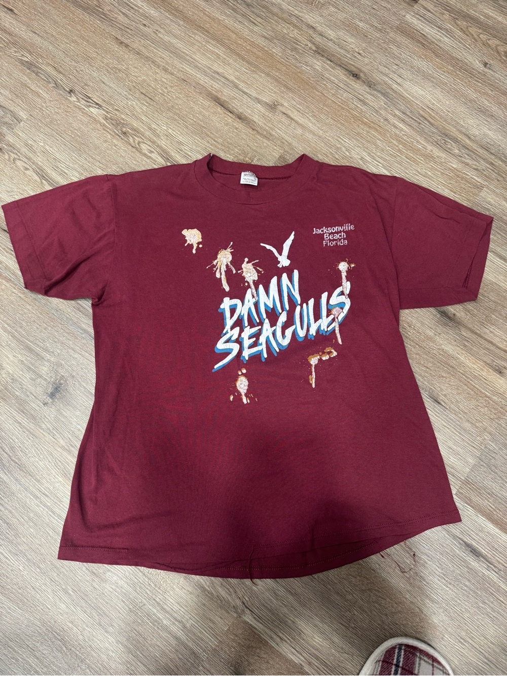 1980’s Vintage Maroon 'Damn Seagulls' Jacksonville Beach Tee